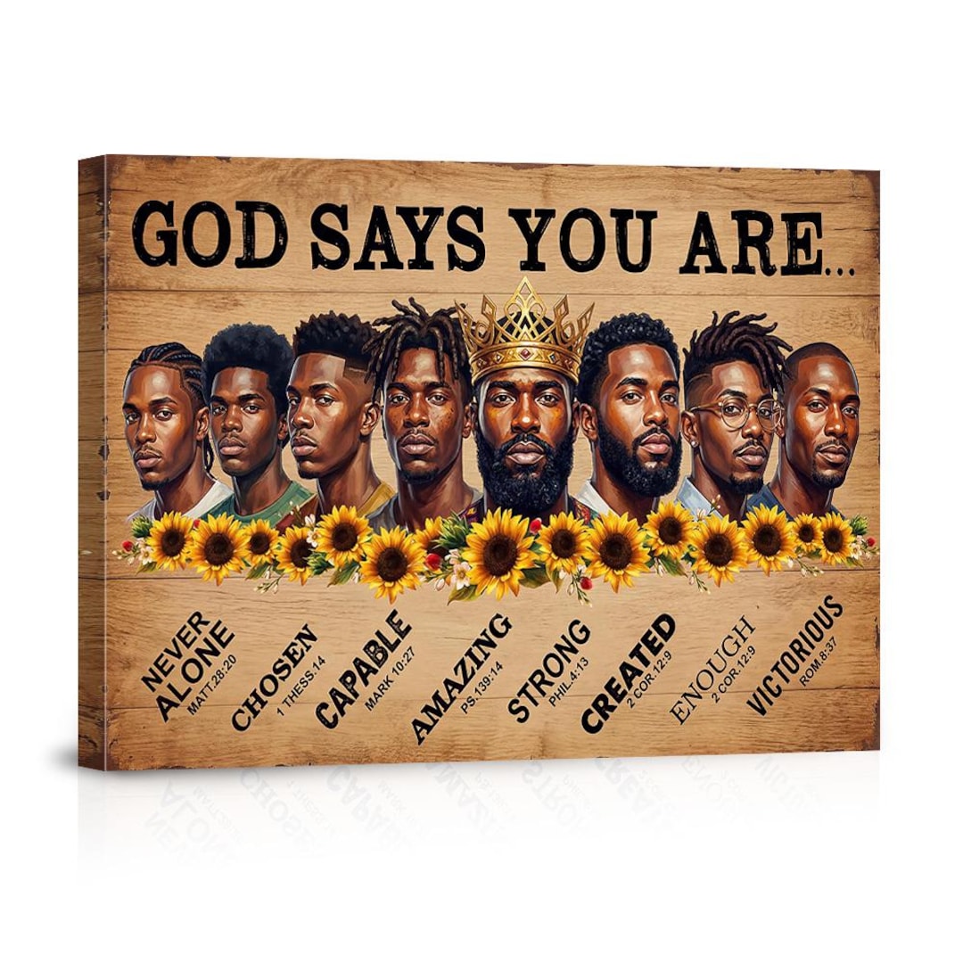 God Says You Are African American Men Canvas Wall Art - Christian ...