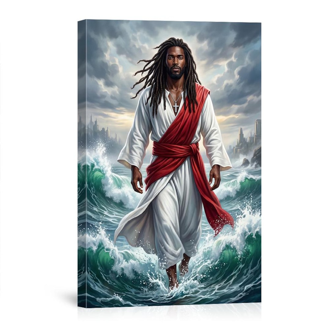 Black Jesus Christ Walking on Water Canvas Wall Art Decor Christian ...