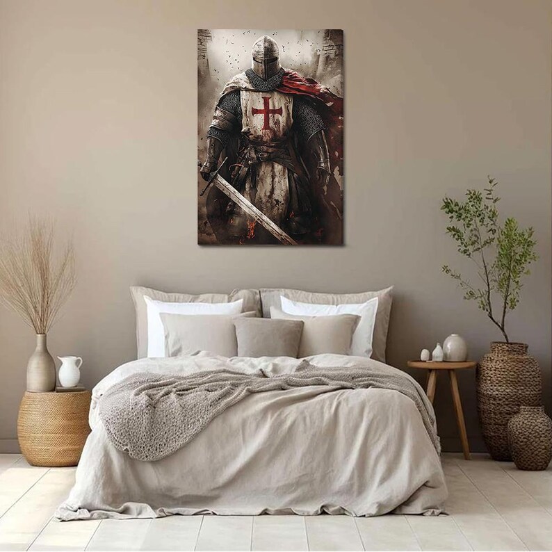 Templar Knight Canvas Print, Gothic Crusader Wall Art - Etsy