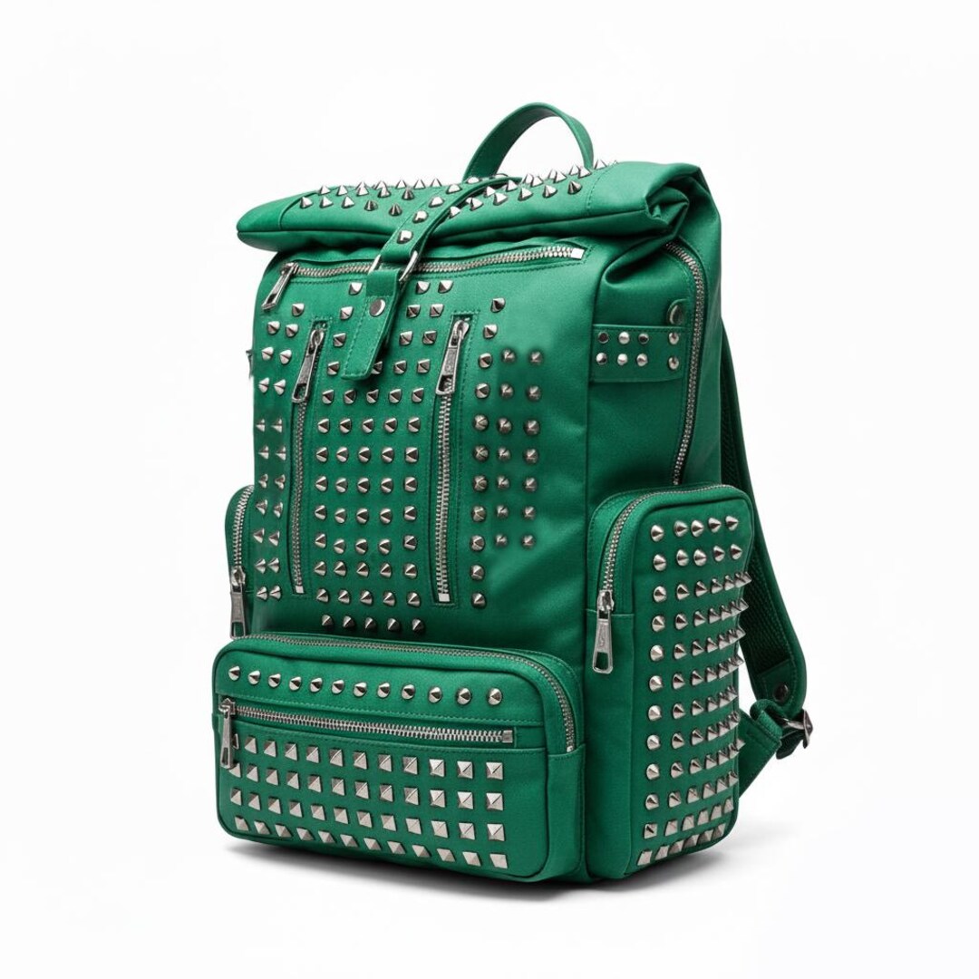 Handmade Edgy Hardware Green Sheep Skin Leather, Unisex Travelling ...