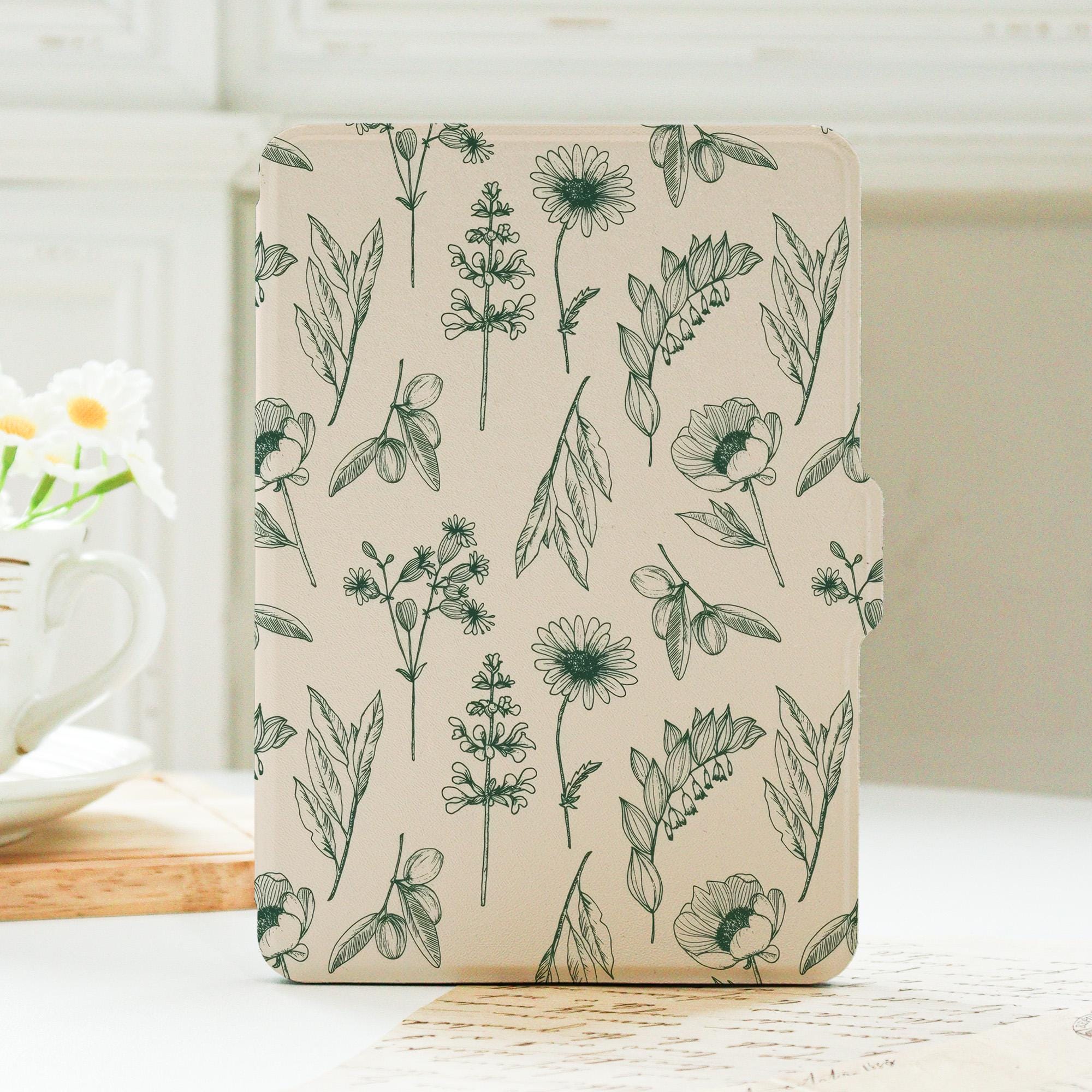 Retro Plants Kindle 6/6.8/7" Case, Paperwhite 2022/2024 Cover, Kobo Case With Hand Strap, Personalized Kindle Case, Bookworm Gift Ideas