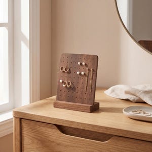 Wooden Stud Earring Holder | 72 Hole Minimalist Display Stand Organizer