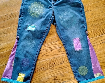 Capris évasé en jean recyclé taille 16 stretch