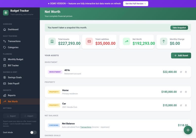 Digitale budgetplanner – app voor het bijhouden van persoonlijke financiën en uitgaven | Offline geldbeheerder, direct te downloaden afbeelding 5