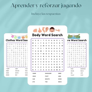 Play, search and learn English - Basic concepts word search with answers included.
