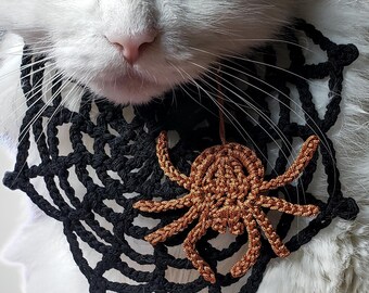 Crochet Spiderweb Mommy and Me Bandana. Matching Pet & Mom Set. Cotton Lace Hip Scarf. Halloween Pet Lovers Gift USA Handmade.