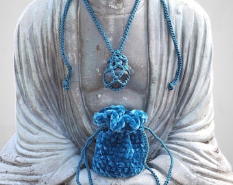 Colorado Lodestone Pendant (Magnetite) Necklace. Witchy Whimsigoth Talisman Amulet with Crochet Velvet Gift Pouch