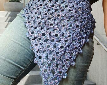 USA Handmade Crochet Bandana Floral Bandana – Cotton Lace Lurex Hip Wrap, Boho Festival Accessory