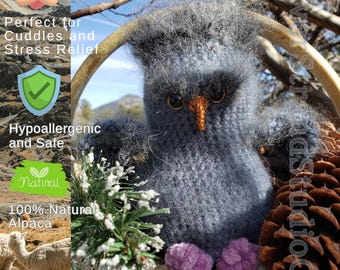USA Handmade Crochet Alpaca Eagle/One-of-a-kind Heirloom Plush Toy/Hypoallergenic Stuffed Animal/Mindful Gift/100% Alpaca yarn/Ships from US