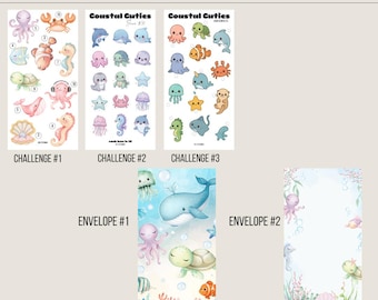 Coastal Cuties Beach Savings Challenge Bundle | Summer Cash Envelopes | Coastal Budget Binder Accessories
