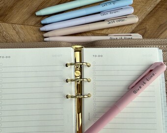 Pastel Gel Pens with Inspirational Quotes | Aesthetic Writing Pens | Motivational Stationery Gift