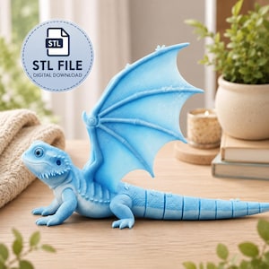 Bevingad skäggagam STL | Ledad skäggagam | Flexi Dragon | 3D-ledad skäggagam-utskriftsfil | Dragon STL