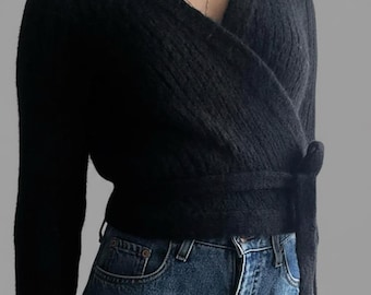 Ballet Wrap Cardigan Knitting Pattern – V-Neck Ribbed Sweater (PDF Pattern)