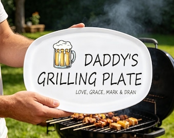 Personalized  Grilling Plate，Custom BBQ Platter，Father's Day Grill Master Gift for Dad， Custom Name Serving Tray，Memorial Ornament