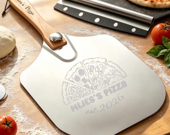 Pala para pizza plegable personalizada: regalo a medida para los amantes de la pizza, pala para pizza de acero inoxidable con mango de madera, regalo ideal para la cocina o como obsequio de inauguración de casa.