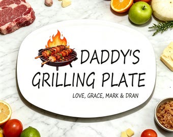 Personalized  Grilling Plate，Custom BBQ Platter，Father's Day Grill Master Gift for Dad， Custom Name Serving Tray，Memorial Ornament