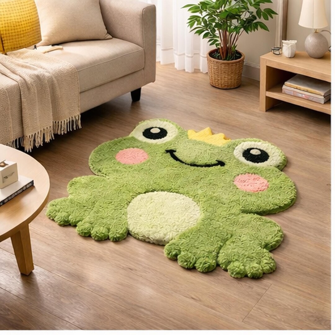 Hand Tufted Frog Rug – Cartoon Animal Plush Carpet for Kids Room - Etsy