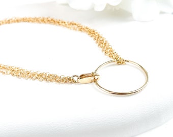 Karma Bracelet, Multi Chain Bracelet, Circle Friendship Bracelet, Simple Gold Filled Bracelet, Hammered Gold Chain Bracelet, Mom Gift