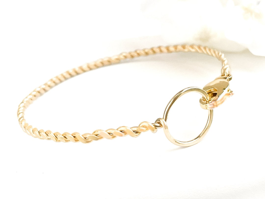 Hammered Gold Bracelet, Gold Bangle Bracelet, Twisted Bracelet, Gold