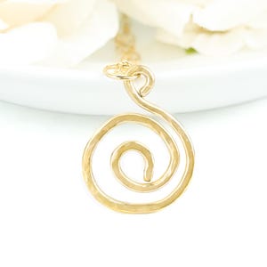 Gold Swirl Pendant Necklace, Gold Filled Wire Necklace, 14kt Gold Necklace Pendant, 50th Wedding Anniversary, Dainty Minimalist Necklace