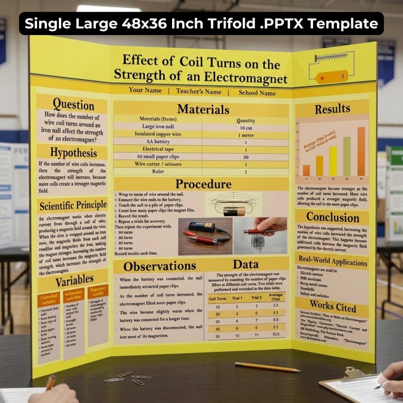 Editable Science Fair Poster Template | Trifold Display Board 48x36 ...