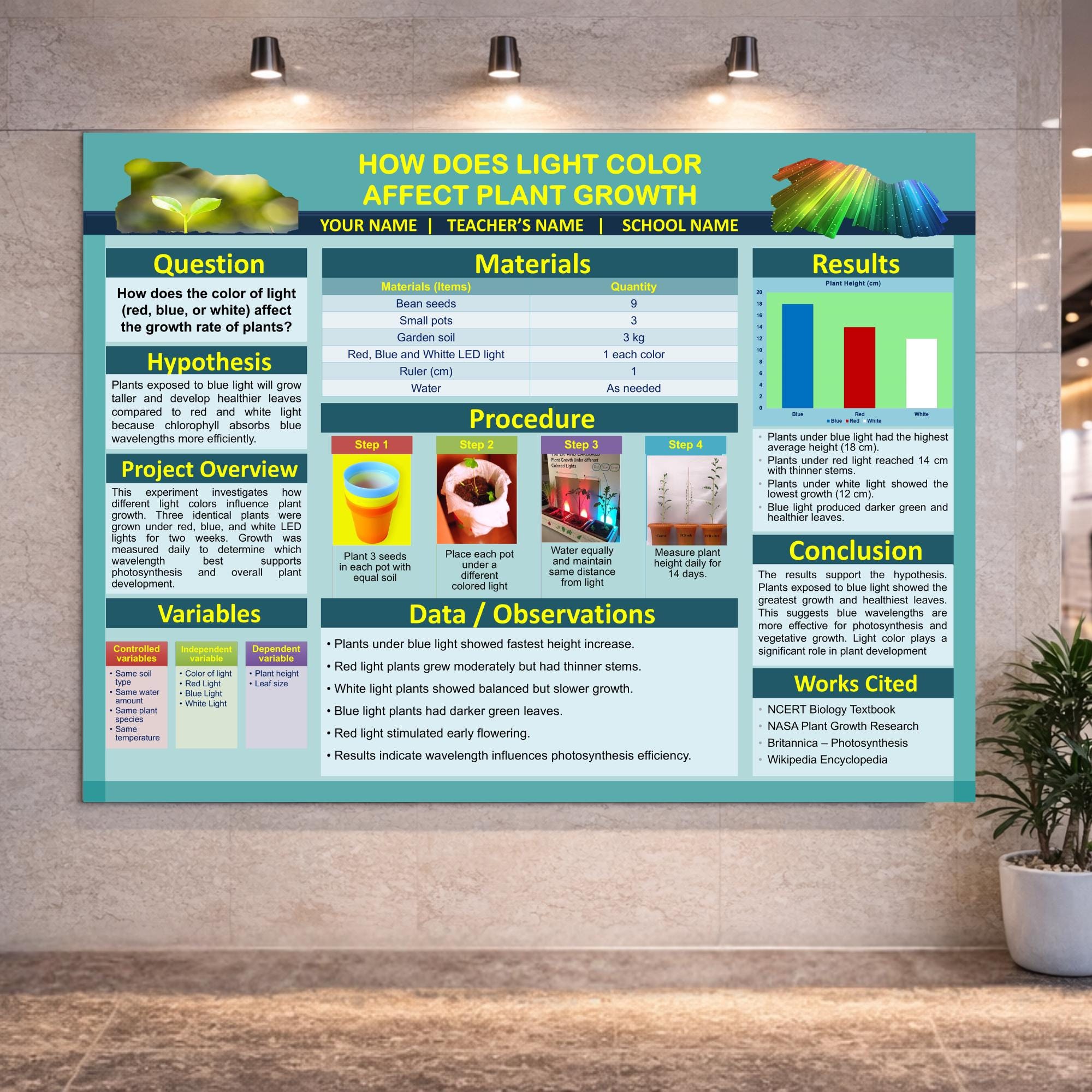 Science Fair Poster Template 48x36 | Trifold Display Board | Editable ...