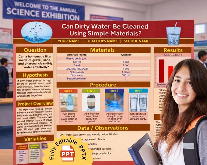 Science Project Poster Session Science Fair Poster Template | Trifold Display Board 48x36 | Editable ...