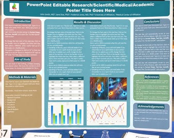 Akademische Forschung Poster Vorlage 48x36 Trifold | Bearbeitbares Power Point MINT & Academic Science Fair Display | Schulprojekt Poster
