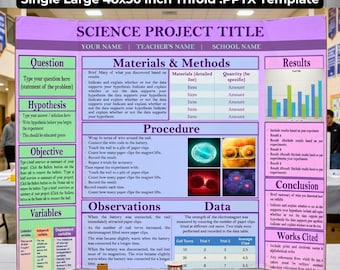 Science Fair Poster Vorlage 48x36 Vorlage | Bearbeitbares Power Point STEM Projekt Display | Schulprojekt Poster