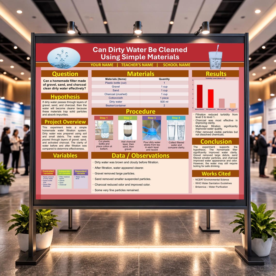 Science Fair Poster Template | Trifold Display Board 48x36 | Editable ...