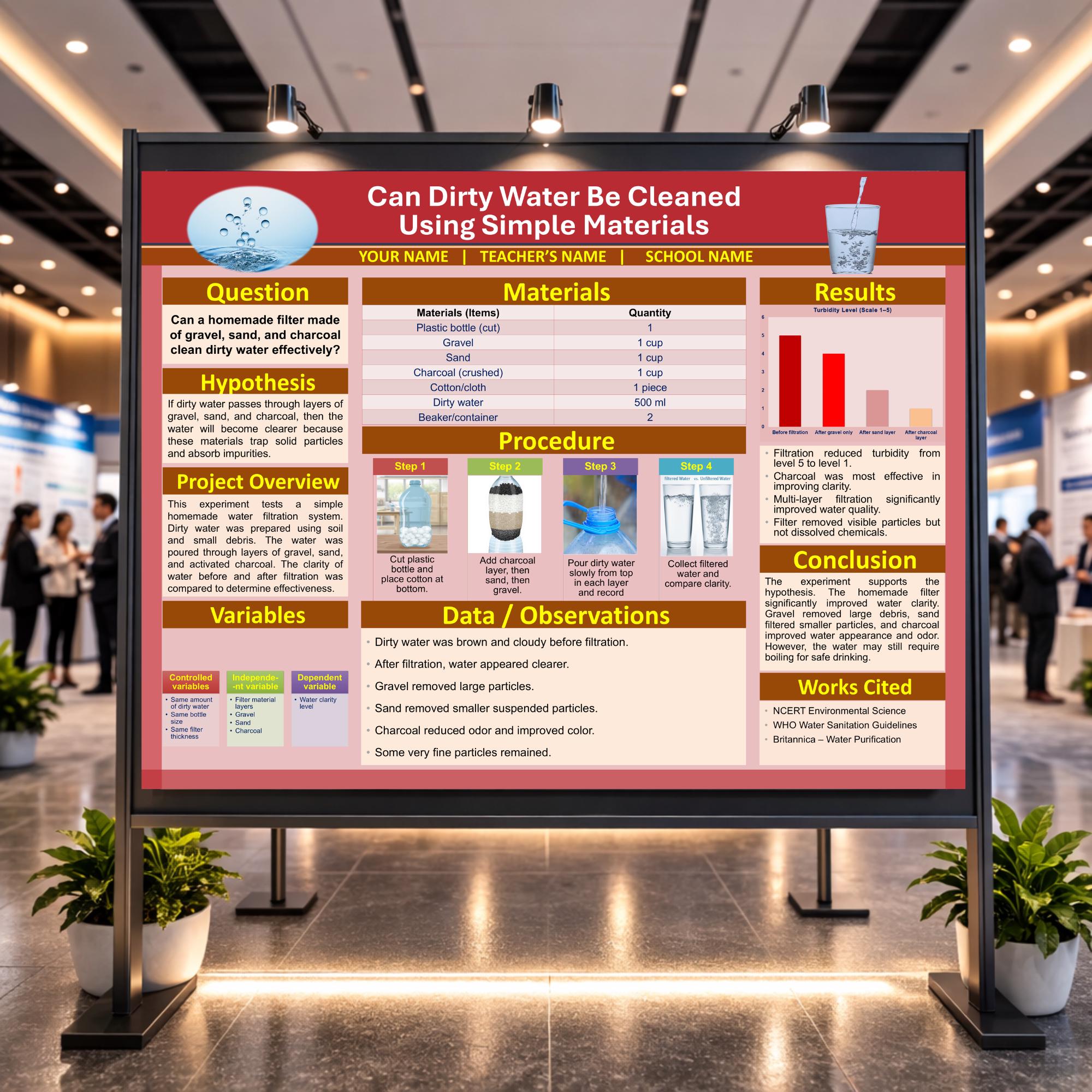 Science Fair Poster Template | Trifold Display Board 48x36 | Editable ...