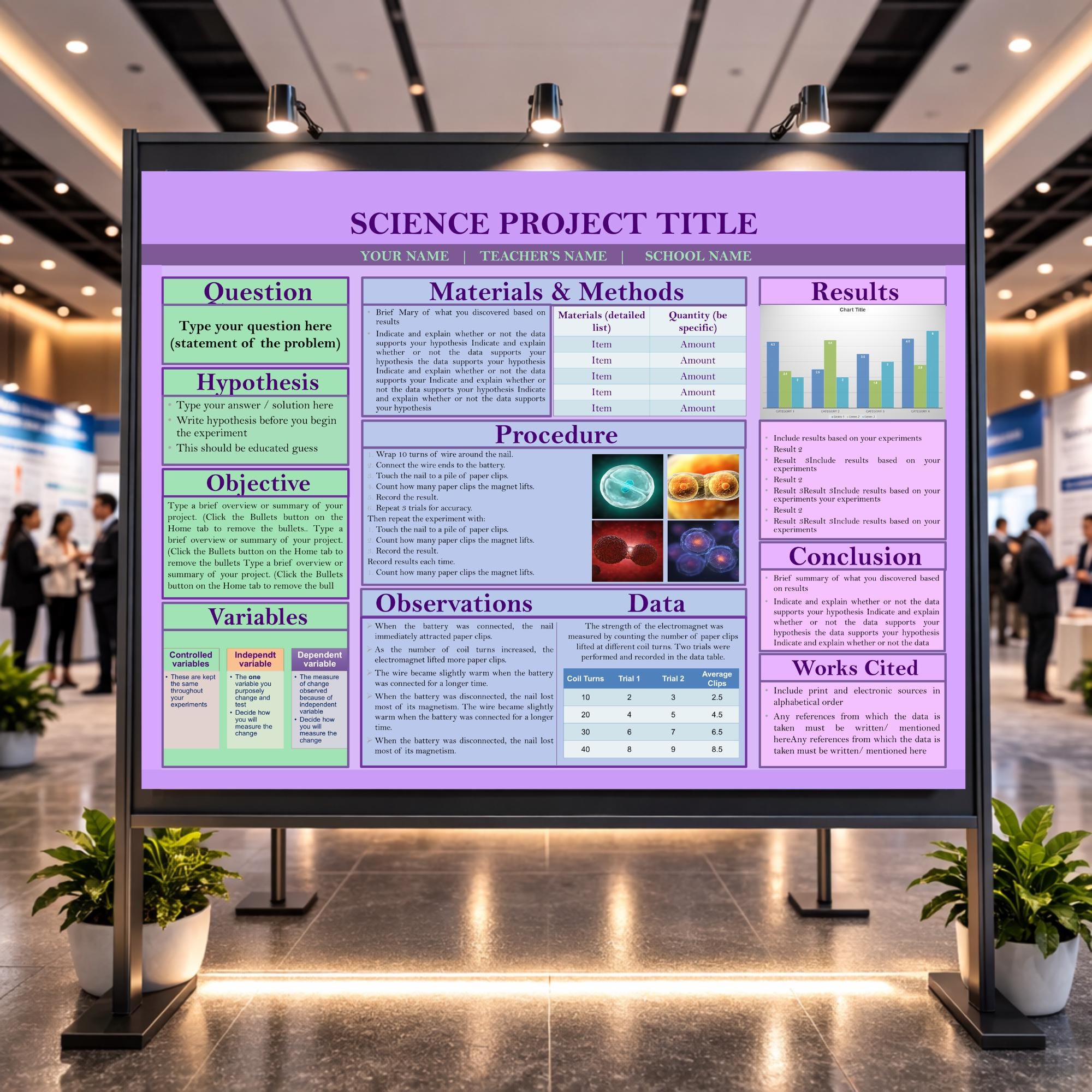 Science Fair Poster Template 48x36 Trifold Board | Editable Powerpoint ...