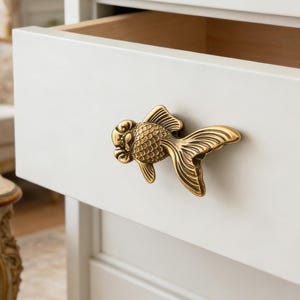 Handmade Brass Butterfly  Goldfish Handle – Artistic Cabinet & Door Hook for Home Decor, Housewarming Gift