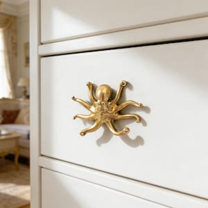 Octopusschelp oceaanmessing handvat | Handgemaakte nautische kastgreep | Woondecoratie kust | Housewarmingcadeau