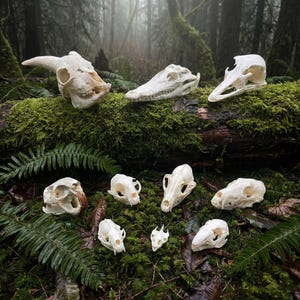 Kollektion av riktiga djurskallar - Taxidermi, benkonstprov | Vetenskaplig utbildning och dekor | Etiskt framställda