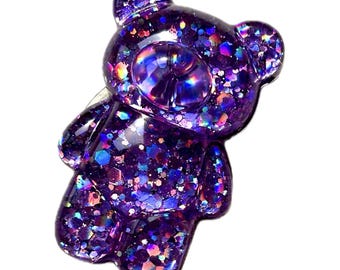 ARTD - Aurora Jelly bear phone grip,Handmade Glitter Phone stand