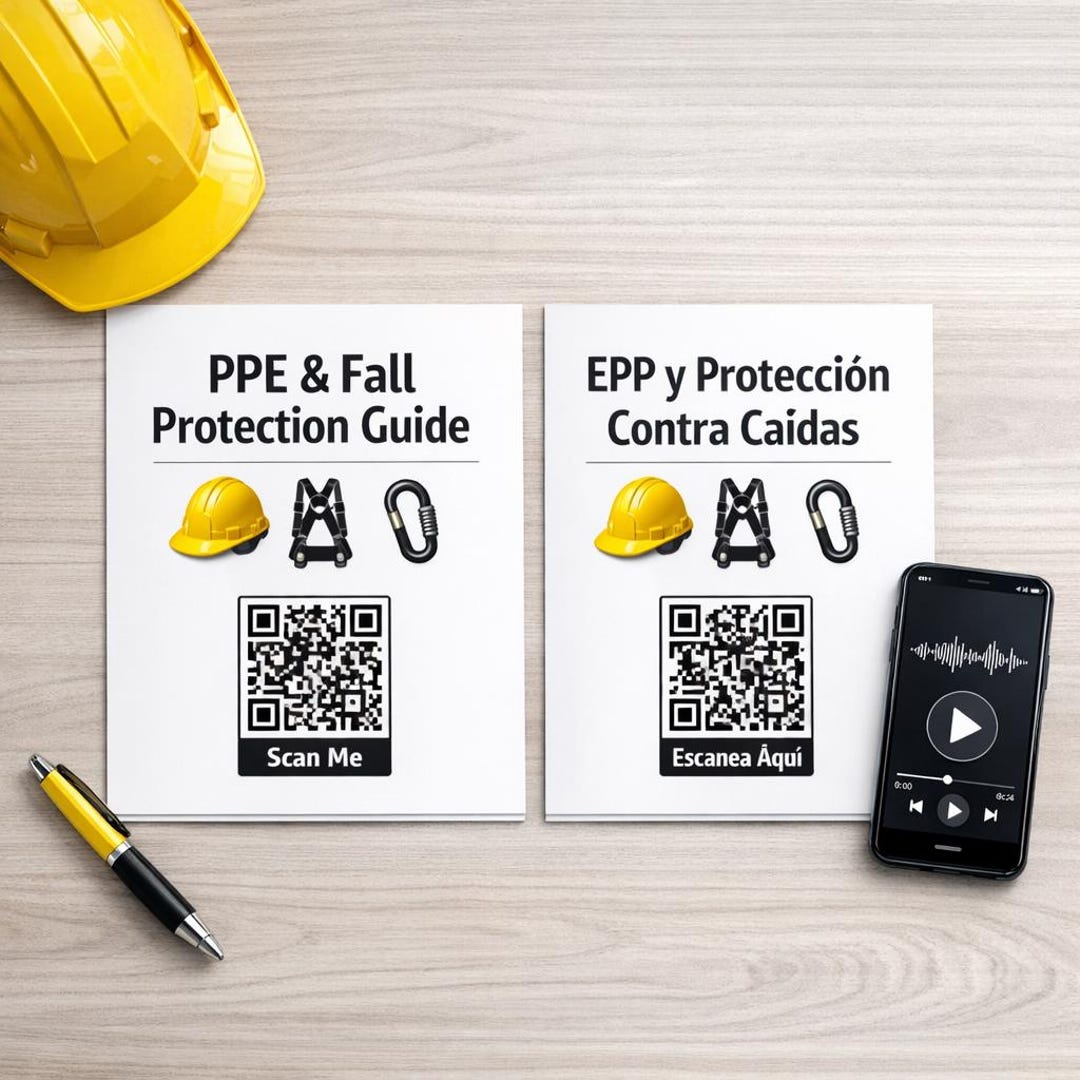 Bilingual Fall Protection Toolbox Talk & PPE Safety Meeting (english ...