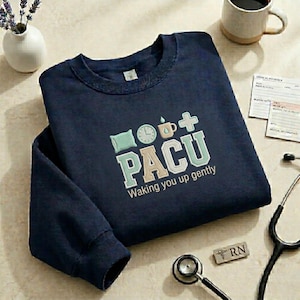 Custom Name PACU Waking Gently Embroidered Pullover, Post Anesthesia Care Vibe, Rest Icons Medical Sweatshirt, Graduation Gift For Nurse