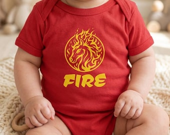 Fire Horse 2026 Chinese Zodiac - Flaming Fire Element Infant Bodysuit