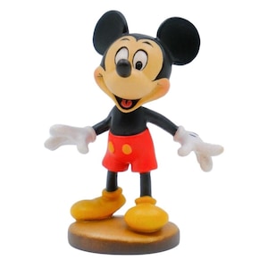Hand-Painted Mickey Mouse Wooden Figurine | Vintage Disney Collectible | 1990s Original | Certificate Included image 1