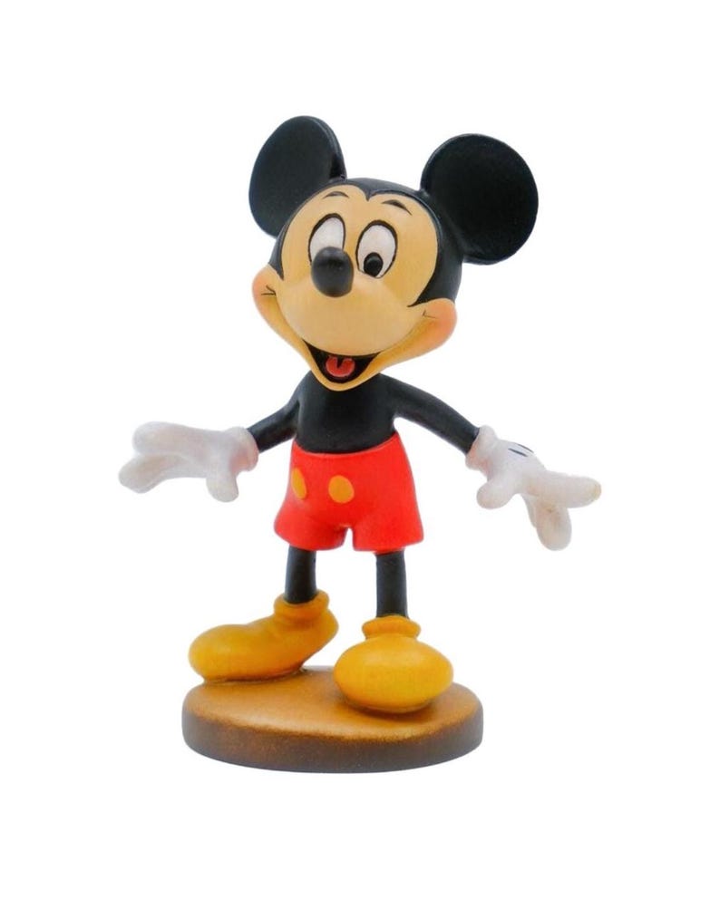 Hand-Painted Mickey Mouse Wooden Figurine | Vintage Disney Collectible | 1990s Original | Certificate Included image 1