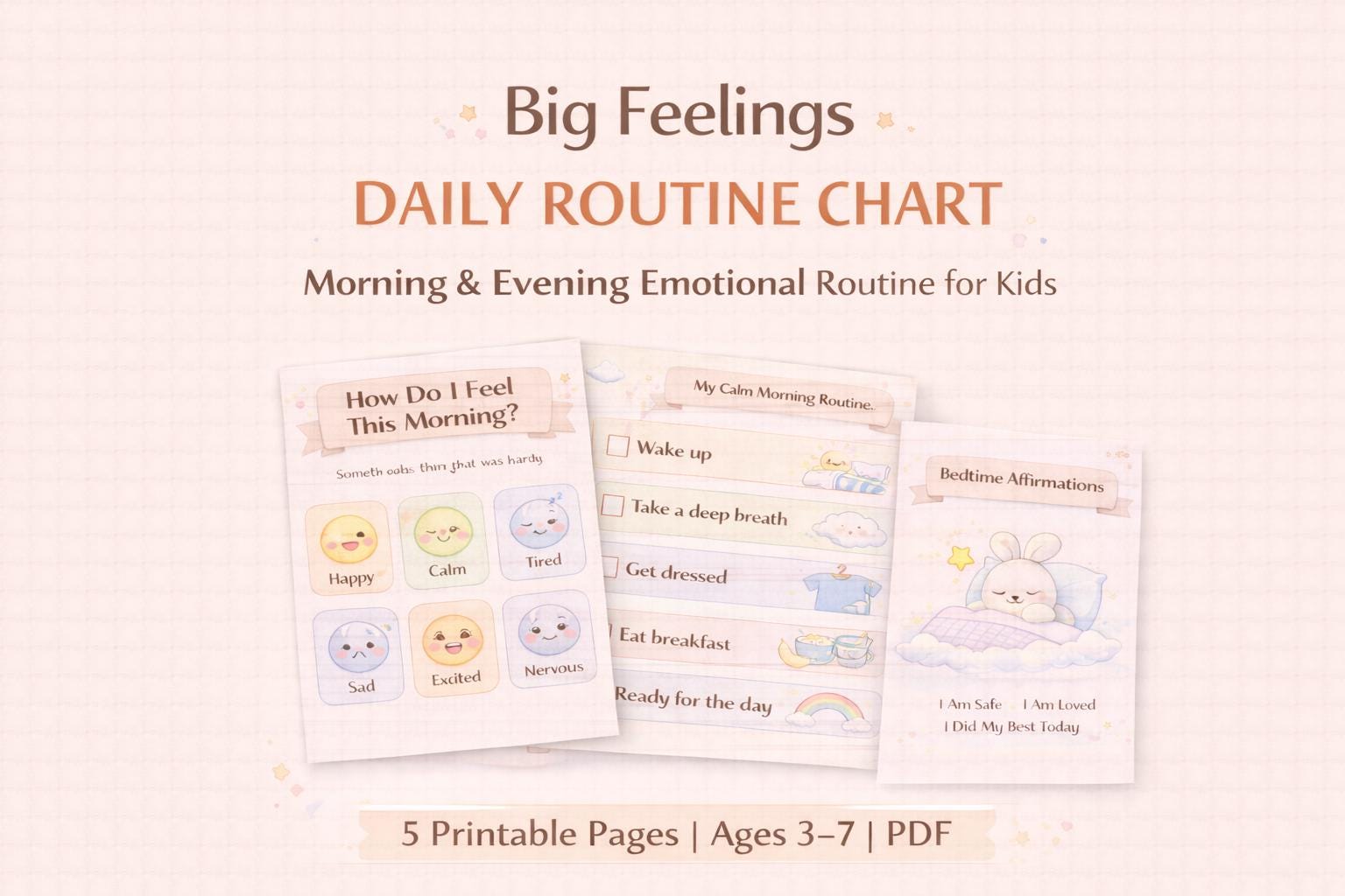 Emotional Routines Examples Daily Routine Chart for Kids | Big Feelings Check-in | Emotional ...