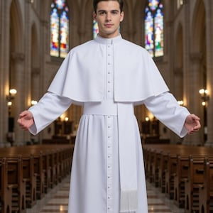 Tradycyjna sutanna duchowna z Mozettą, ręcznie robione szaty kapłańskie, niestandardowa szata kościelna