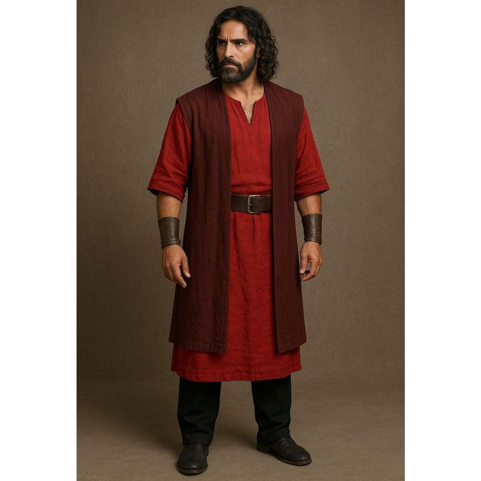 Roman Robi Mens Biblical Costume Red Tunic Robe Christian Roman Historical Cosplay ...