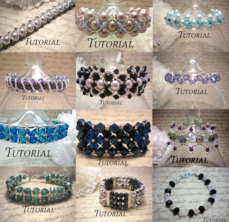 DIY Bundle of 23 PDF Tutorials: Right Angle Weave Bracelets, Pendants and Rings, Save 30% Instant Download image 1