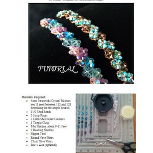 Tutorial PDF Right Angle Weave Swarovski Crystal Flower Tennis Bracelet, Instant Download image 4