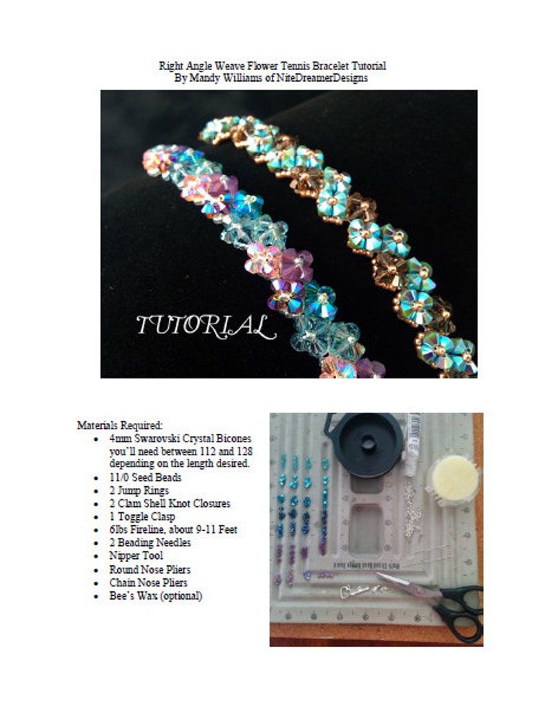 Tutorial PDF Right Angle Weave Swarovski Crystal Flower Tennis Bracelet, Instant Download image 4