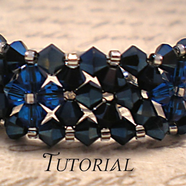 Tutorial PDF Right Angle Weave Swarovski Crystal Diamond Banded Bracelet, Instant Download