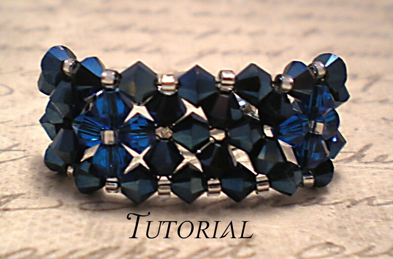 Tutorial PDF Right Angle Weave Swarovski Crystal Diamond Banded Bracelet, Instant Download image 1