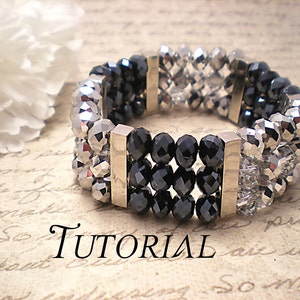 Tutorial PDF Swarovski Crystal Two Toned Sterling Silver Cuff Bangle Bracelet, Instant Download image 1